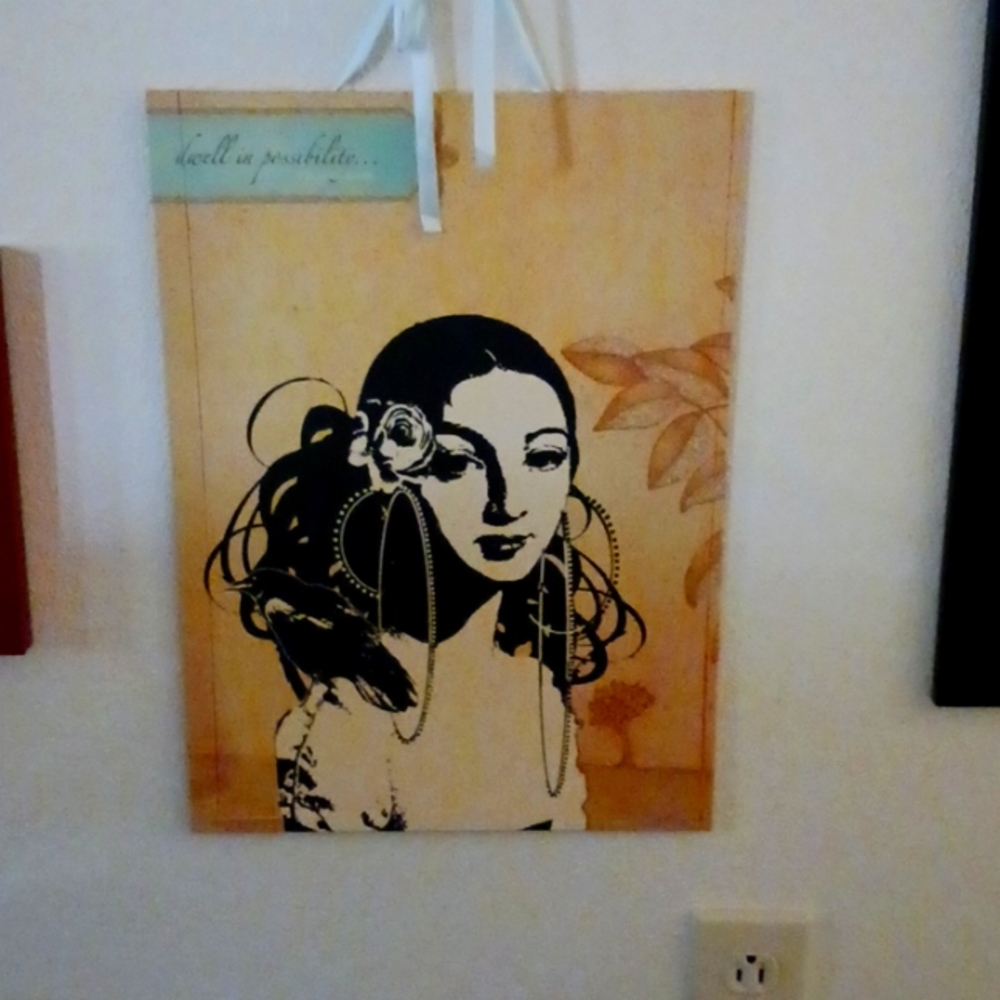 Wall Art,  SPANISH GIRL warm yellow, BLACK,